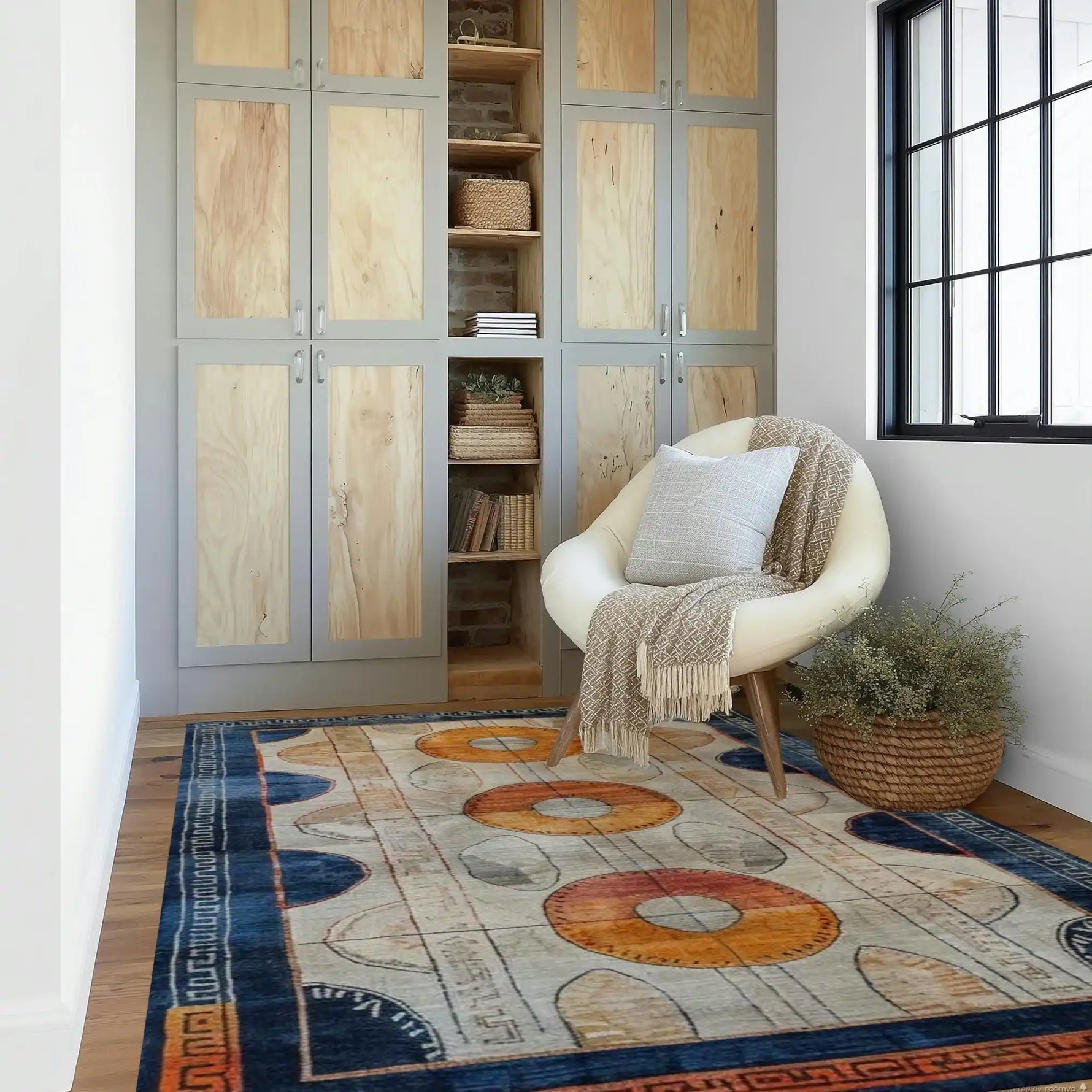 Sunburst Rings Hand Tufted Wool Rug