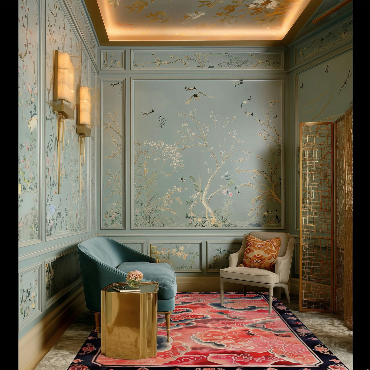 Vermilion Cloud Frame Hand Tufted Rug