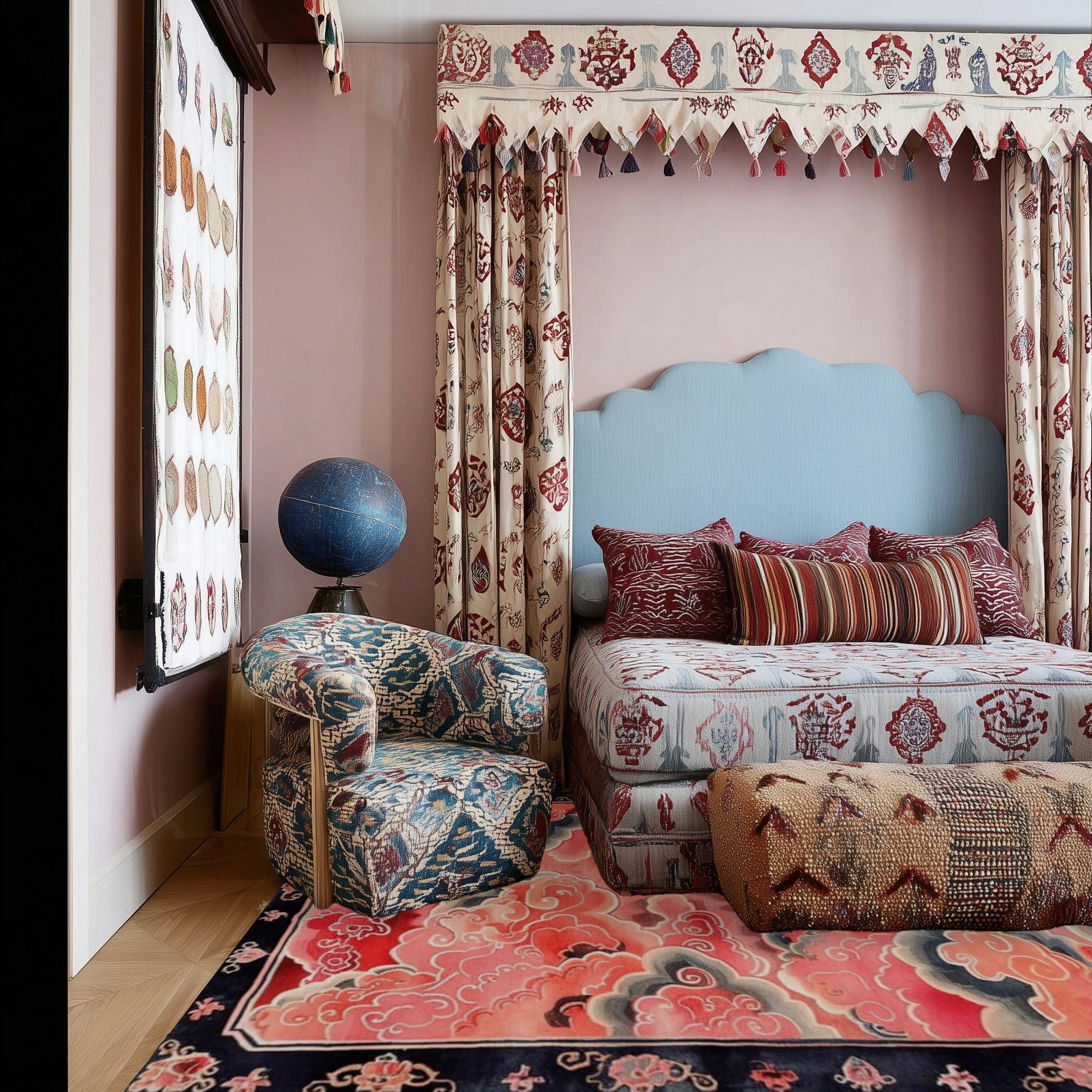 Vermilion Cloud Frame Hand Tufted Rug