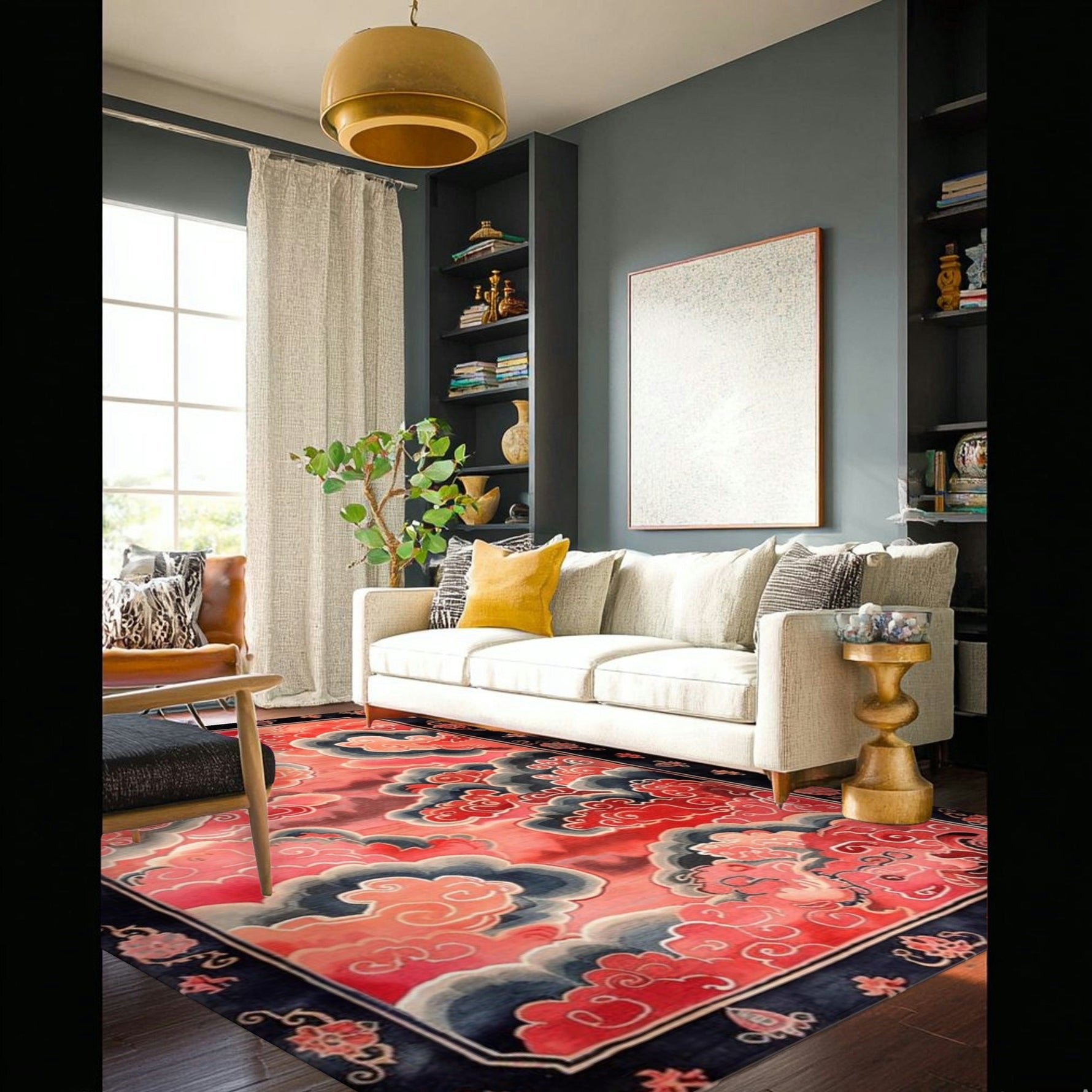 Vermilion Cloud Frame Hand Tufted Rug