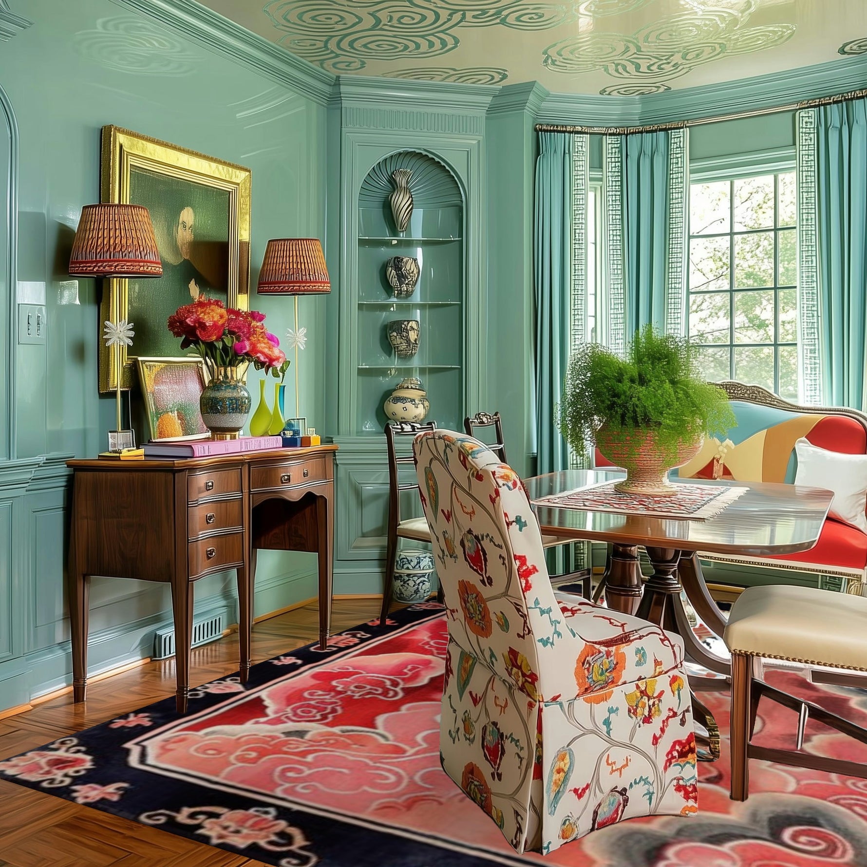 Vermilion Cloud Frame Hand Tufted Rug