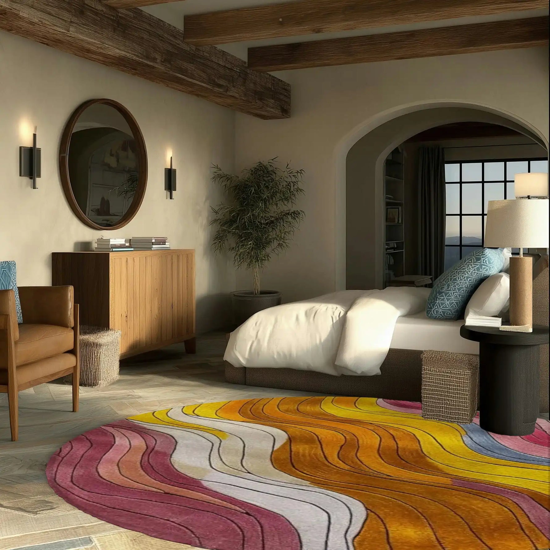 Wave Dance Hand Tufted Round Rug