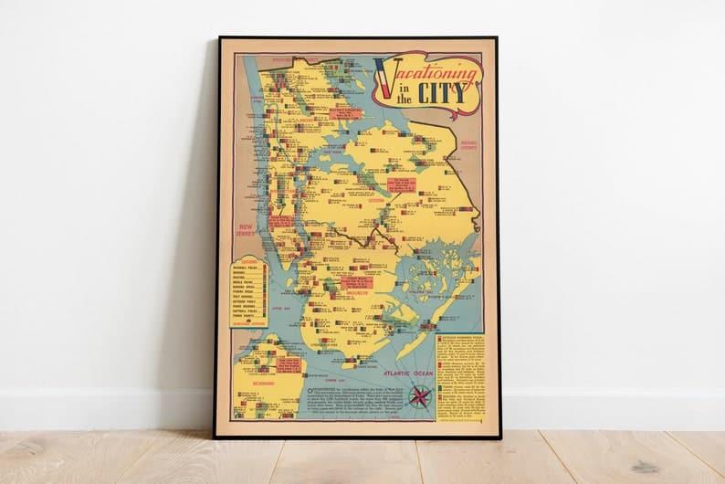 Manhattan Map Print| Art History New York Map Print| Art History 