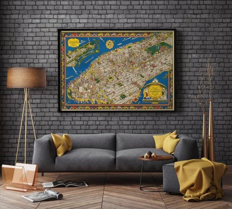 Manhattan Map Wall Print| 1926 Manhattan City Plan Map