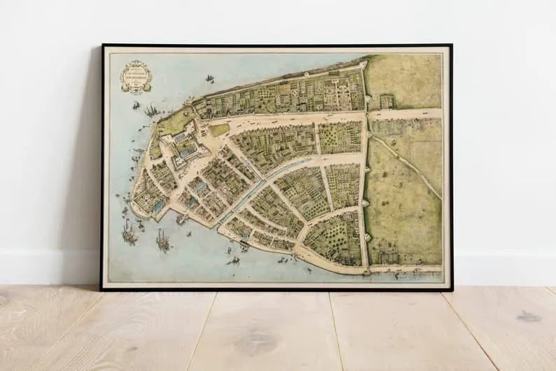 Manhattan Map Wall Print| New Amsterdam City Plan Map