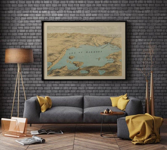 Map from the Dardanelles to the Bosphorus 1878| Framed Art Print Map from the Dardanelles to the Bosphorus 1878| Framed Art Print 
