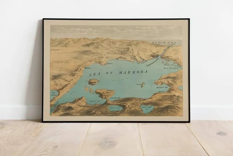 Map from the Dardanelles to the Bosphorus 1878| Framed Art Print