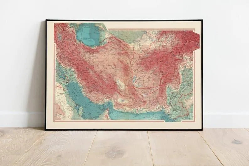 Map of Afghanistan and Iran| Old Map Wall Decor