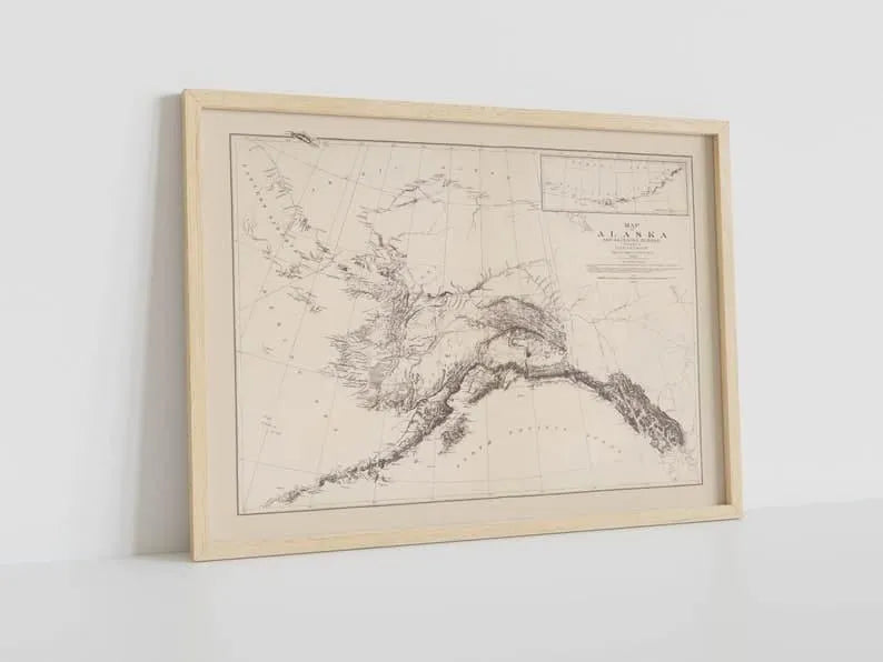 Map of Alaska and Adjoining Regions 1880| Map Wall Decor