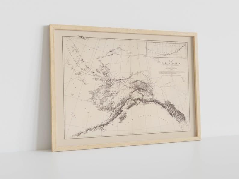 Map of Alaska and Adjoining Regions 1880| Map Wall Decor Map of Alaska and Adjoining Regions 1880| Map Wall Decor Map of Alaska and Adjoining Regions 1880| Map Wall Decor 