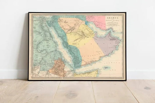 Map of Arabia with Egypt Nubia and Abyssinia 1872