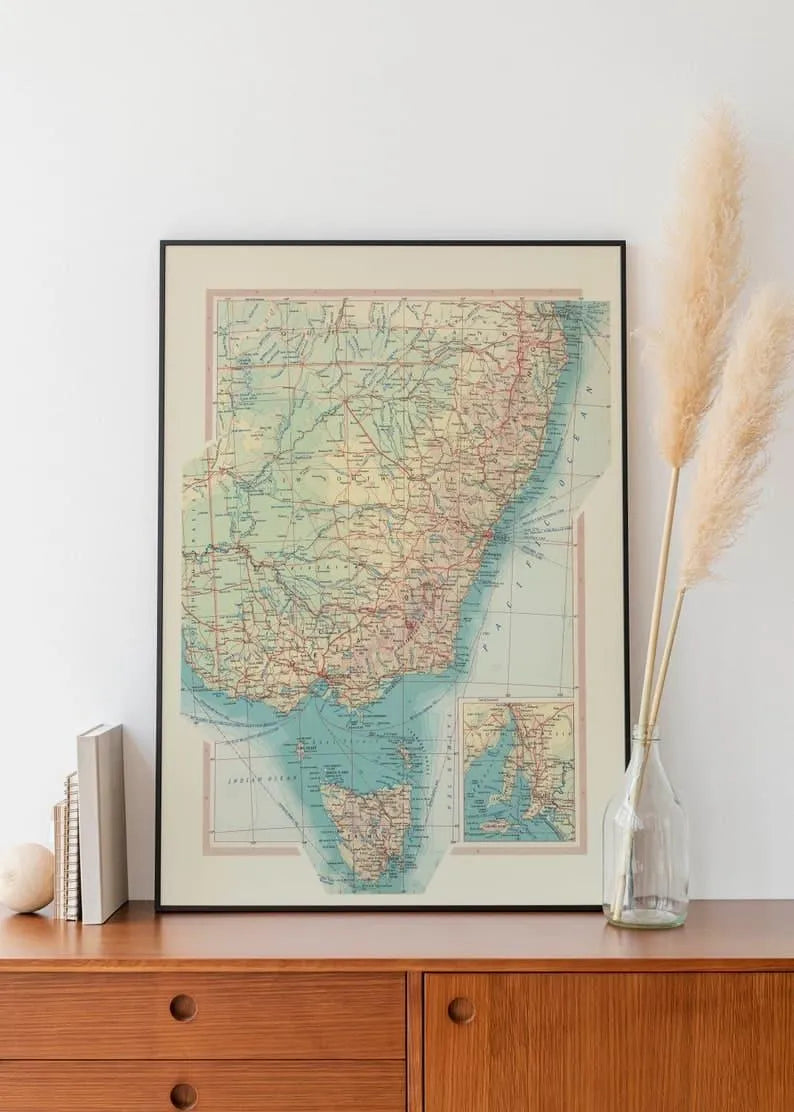 Map of Australia South East| Map Wall Decor