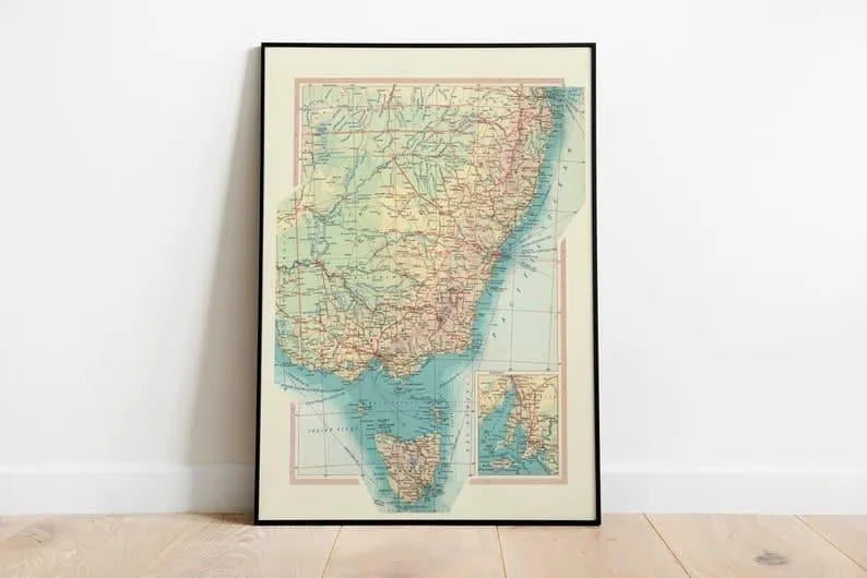 Map of Australia South East| Map Wall Decor