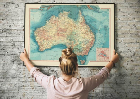 Map of Australia| Map Wall Decor| Vintage Map Wall Art 