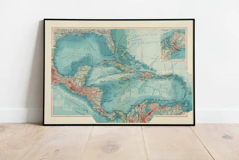 Map of Central America and West indies| Map Wall Decor