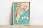 Argentina Map Wall Print| 1888 Argentina Map