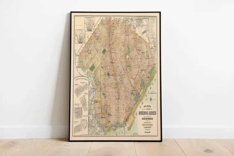 Map of Buenos Aires 1939| Old Map Wall Decor