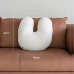 Letter Shaped Accent Faux Wool Pillow U