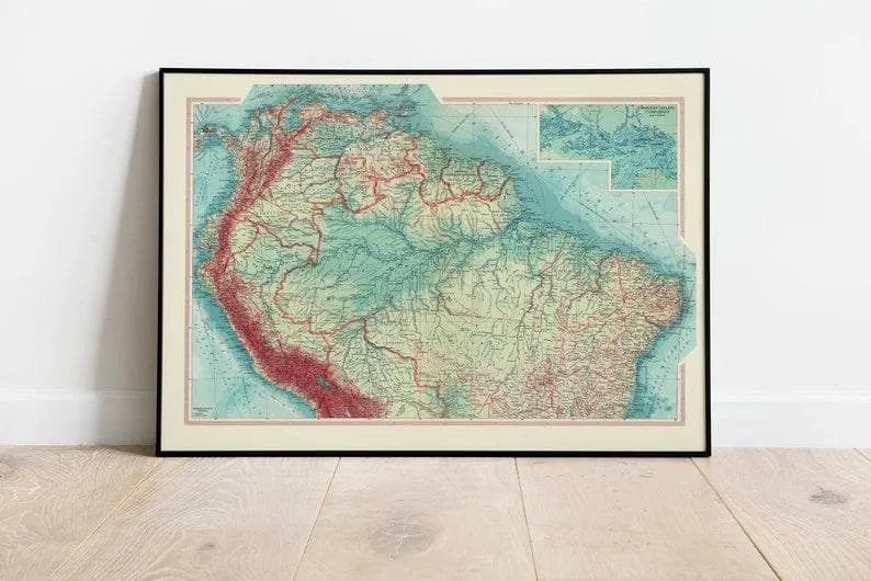 Geographical Map of Northern South America| Map Wall Decor