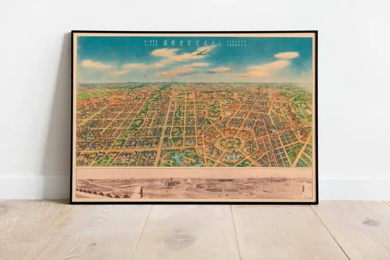 Map of Changchun China 1936| Art Canvas Wall Decor