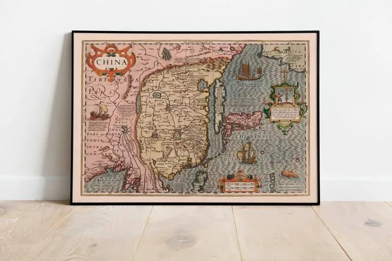 Map of China 1623 Gerardus Mercator Old Map Wall Decor