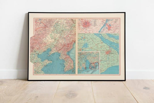 Map of China and Korea| Old Map Wall Decor Map of China and Korea| Old Map Wall Decor 