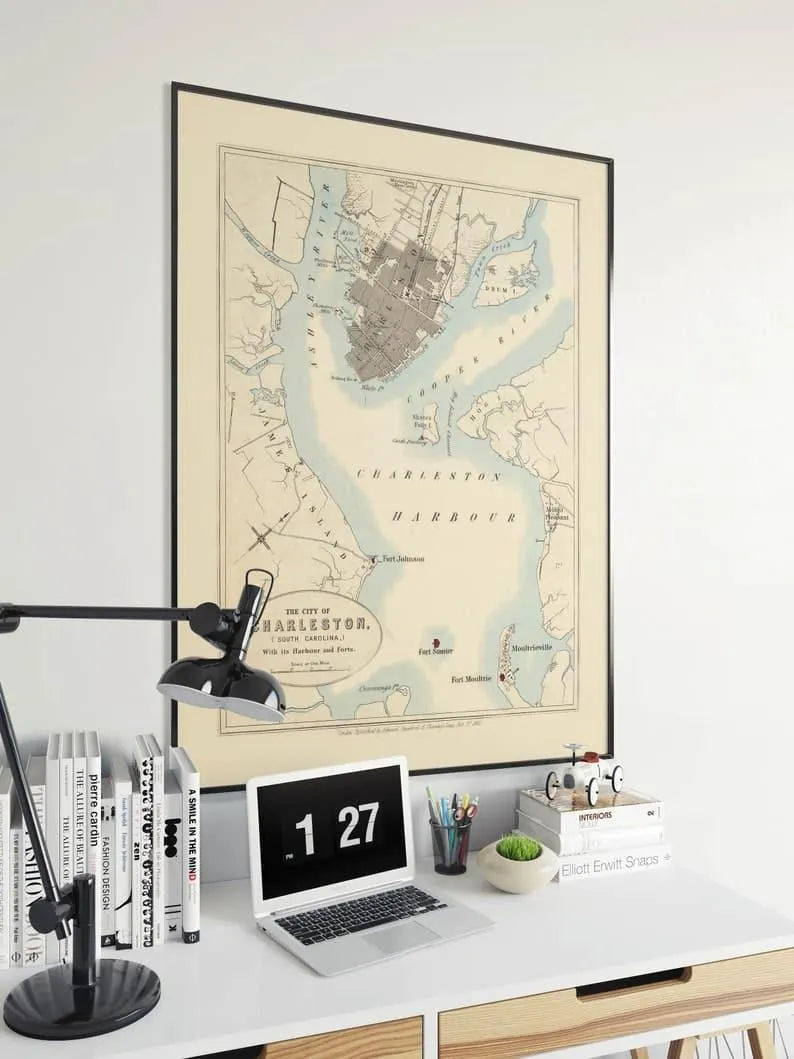 Map of City of Charleston| South Carolina Wall Art