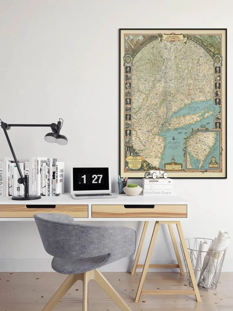 Map of City of New York| New York Map Poster Wall Art