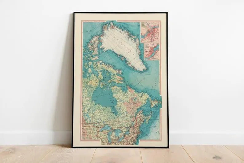 Map of Eastern Canada| Old Map Wall Decor