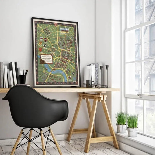 Map of Harvard University and of Radcliffe College| Wall Art Print