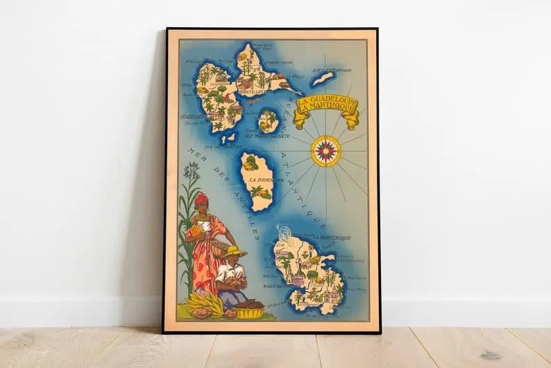 Map of Islands of Guadeloupe and Martinique| Poster Print