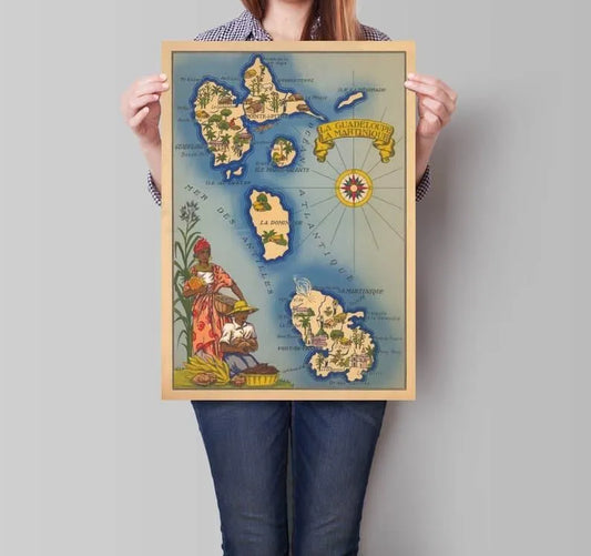 Map of Islands of Guadeloupe and Martinique| Poster Print