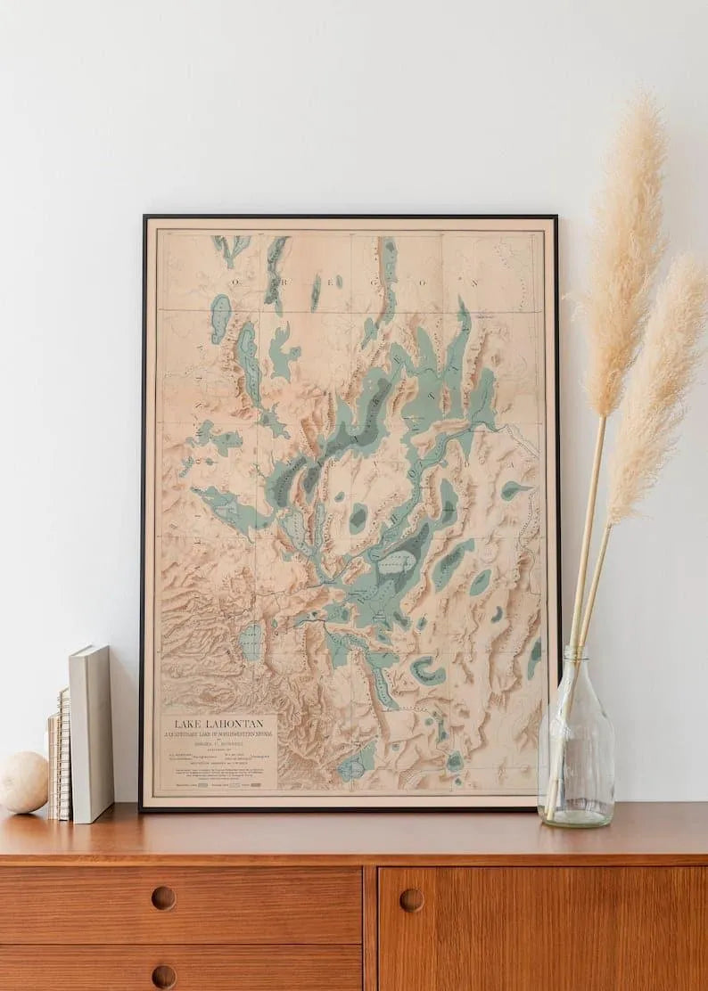 Map of Lake Lahontan 1885| Nevada Maps