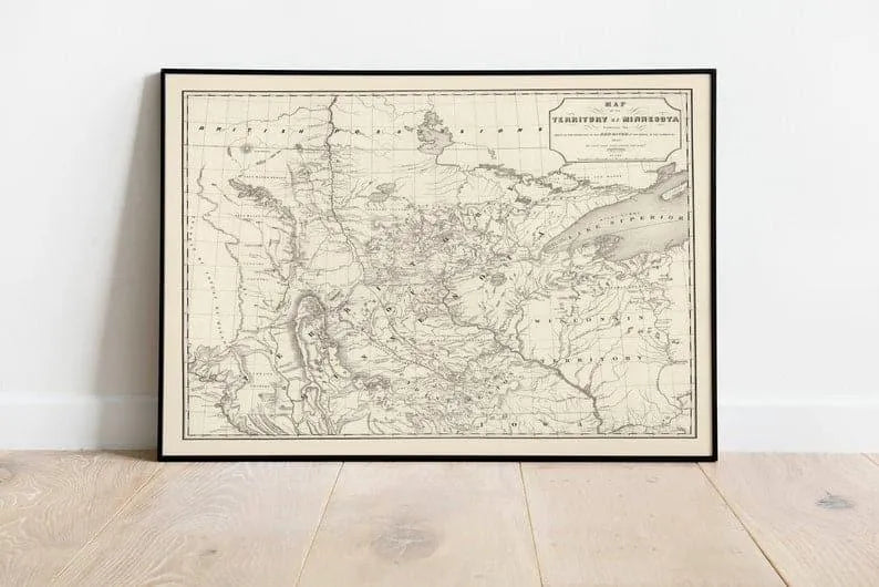 Map of the Territory of Minnesota 1849| Map Wall Decor