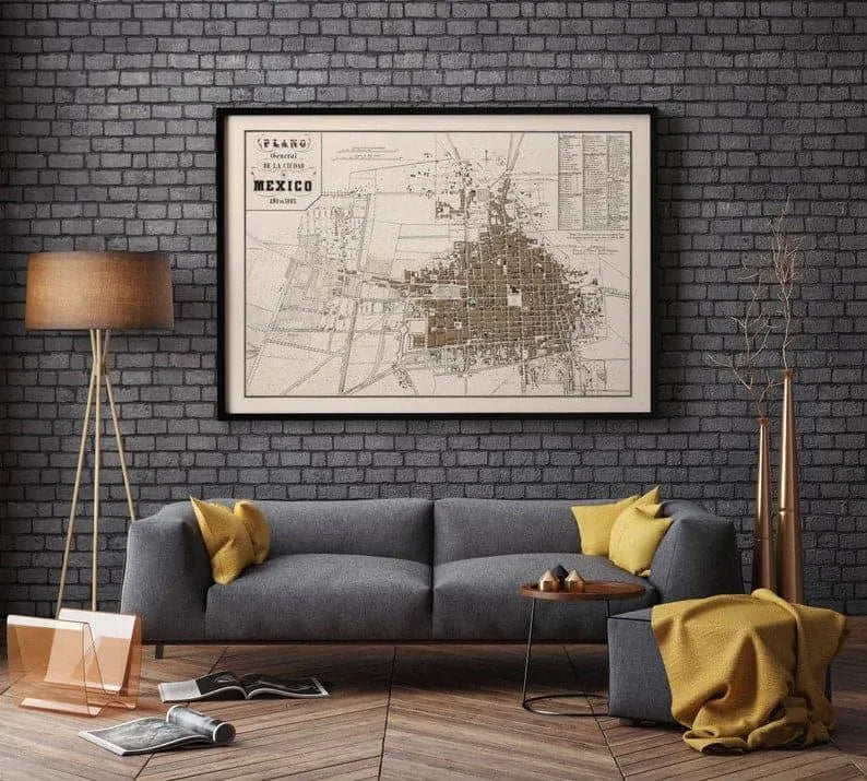 Map of Mexico City 1865| Poster Print