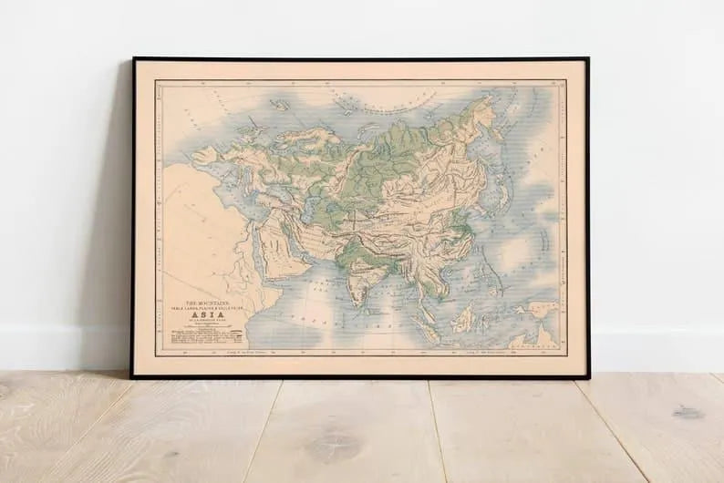 Map of Mountains, Lakes and Valleys of Asia 1852