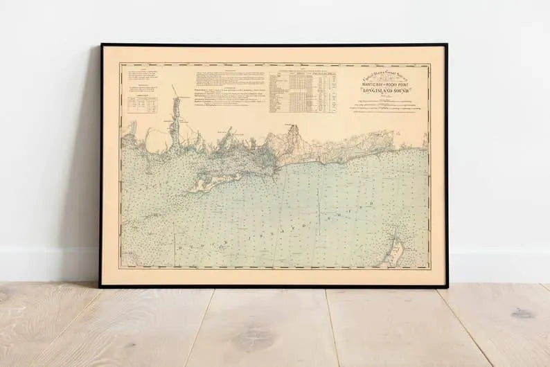 Nautical Chart of Niantic Bay to Rocky Point 1893| Map Wall Decor