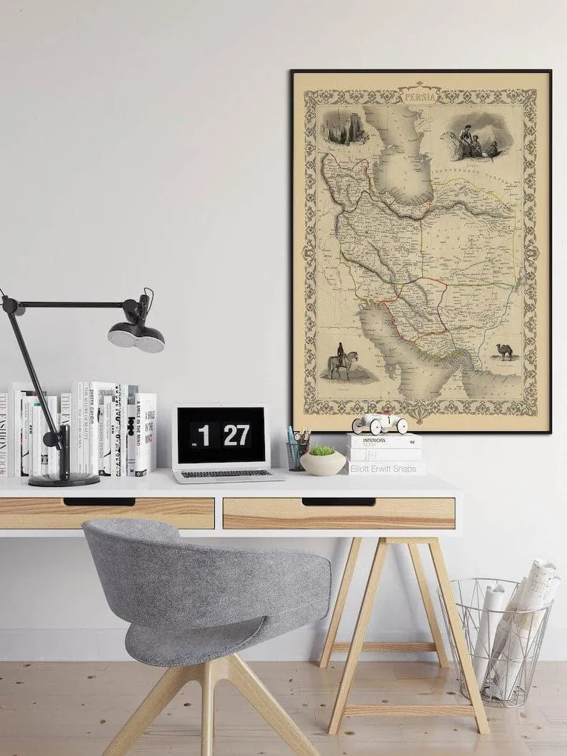 Map of Persia 1851 Old Map Poster Wall Art