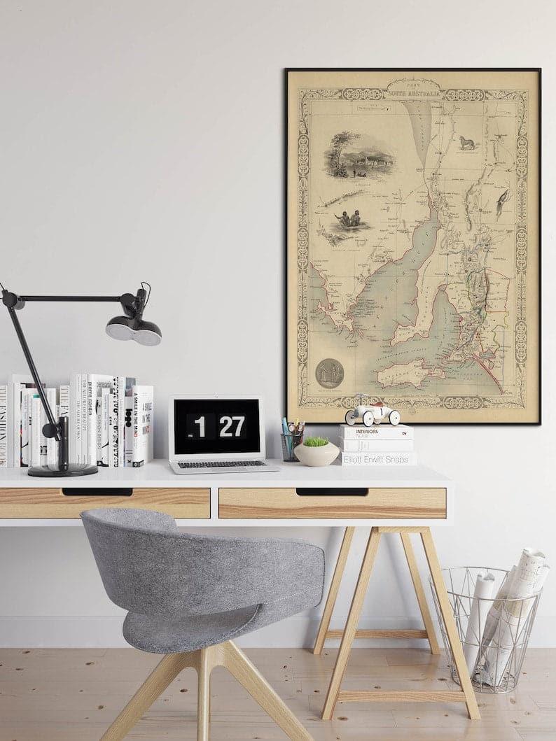 Map of South Australia| Old Map Poster Wall Art 