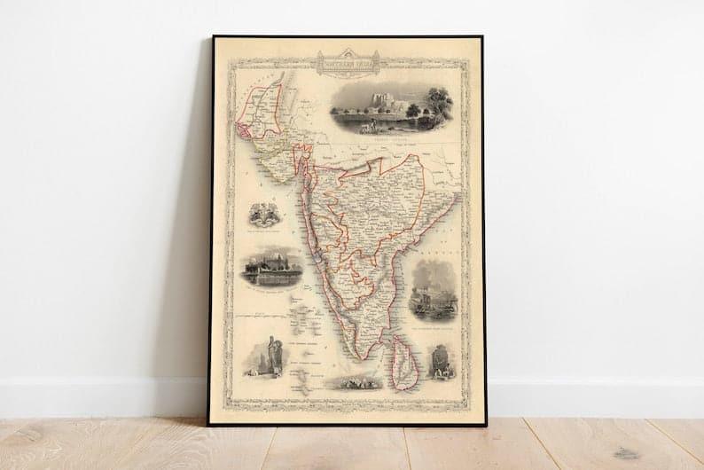 Map of South East New Guinea 1942 Map of South East New Guinea 1942 Map of Southern India| Old Map Poster Wall Art 