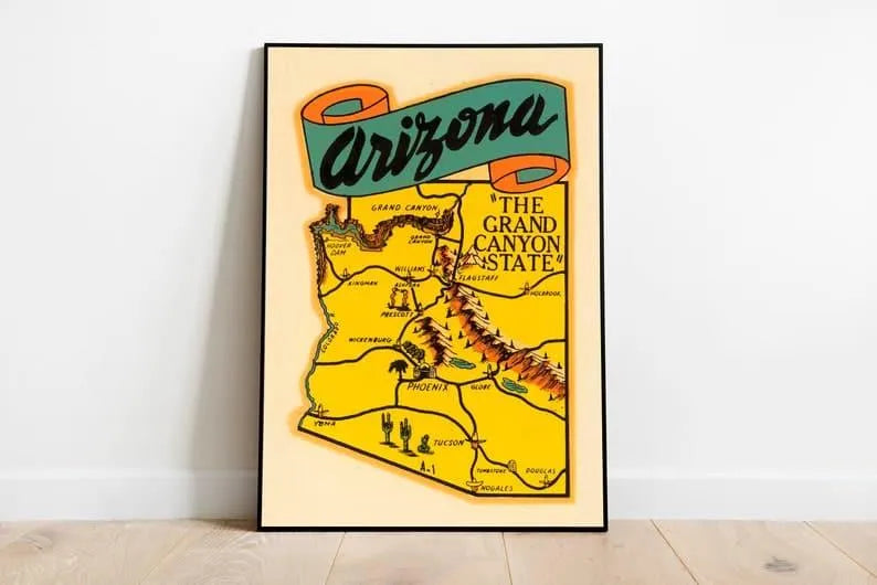 Pictorial Map of Arizona| Poster Print