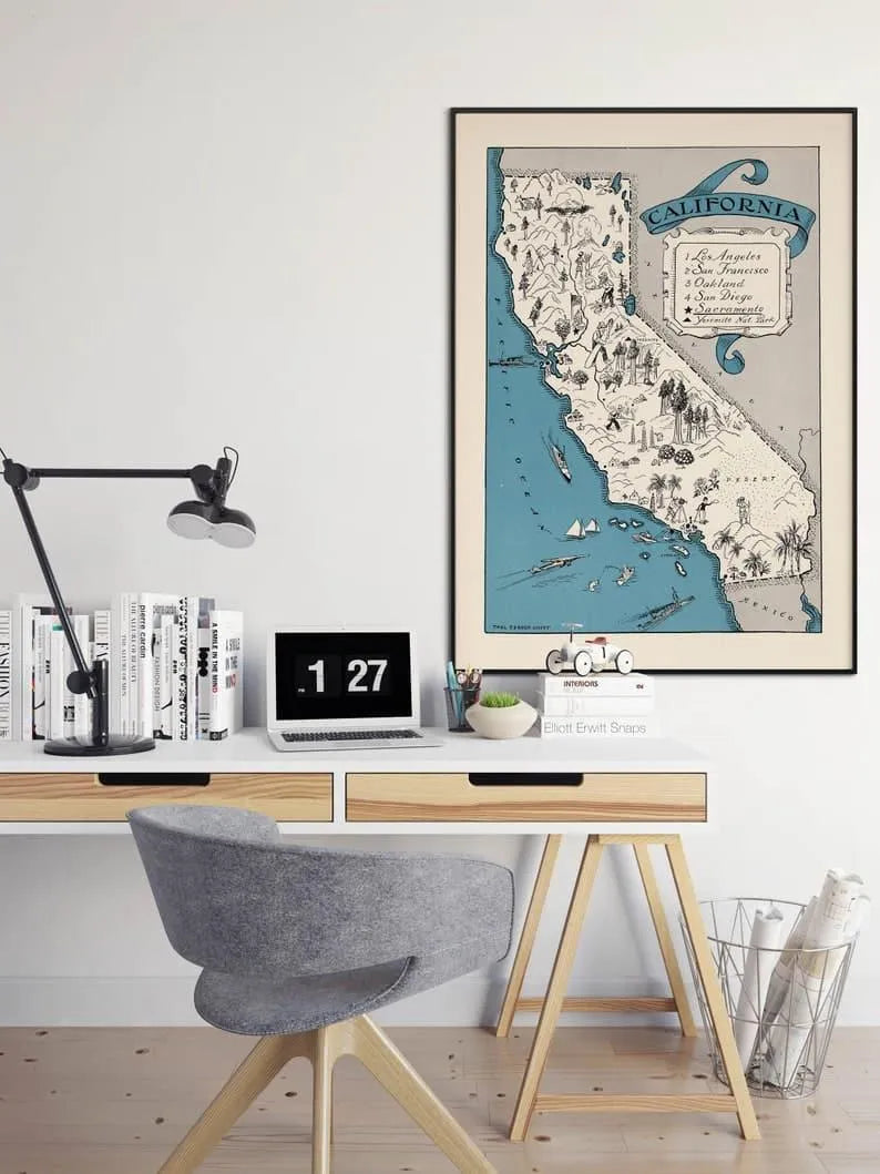 Map of State of California| Decorative Wall Art