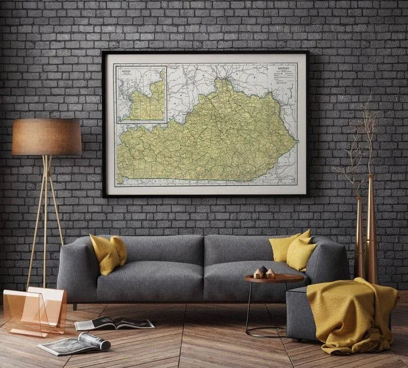 Map of State of Kentucky| Vintage Map Print