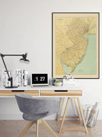 Map of State of New Jersey| New Jersey Wall Art