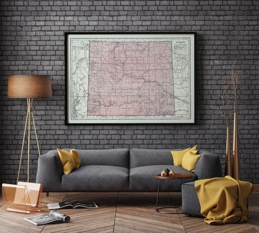 Map of State of Wyoming| Vintage Wyoming Map Print