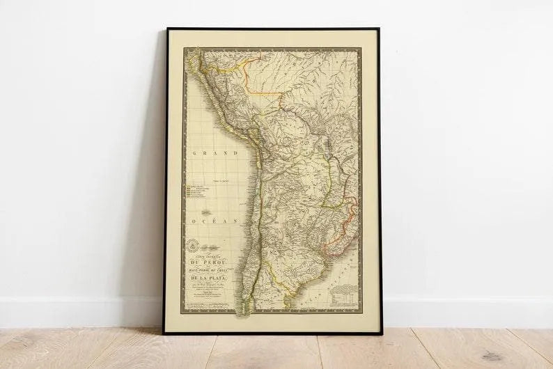 Historical Map of Peru and Chile 1828| Old Map Wall Decor