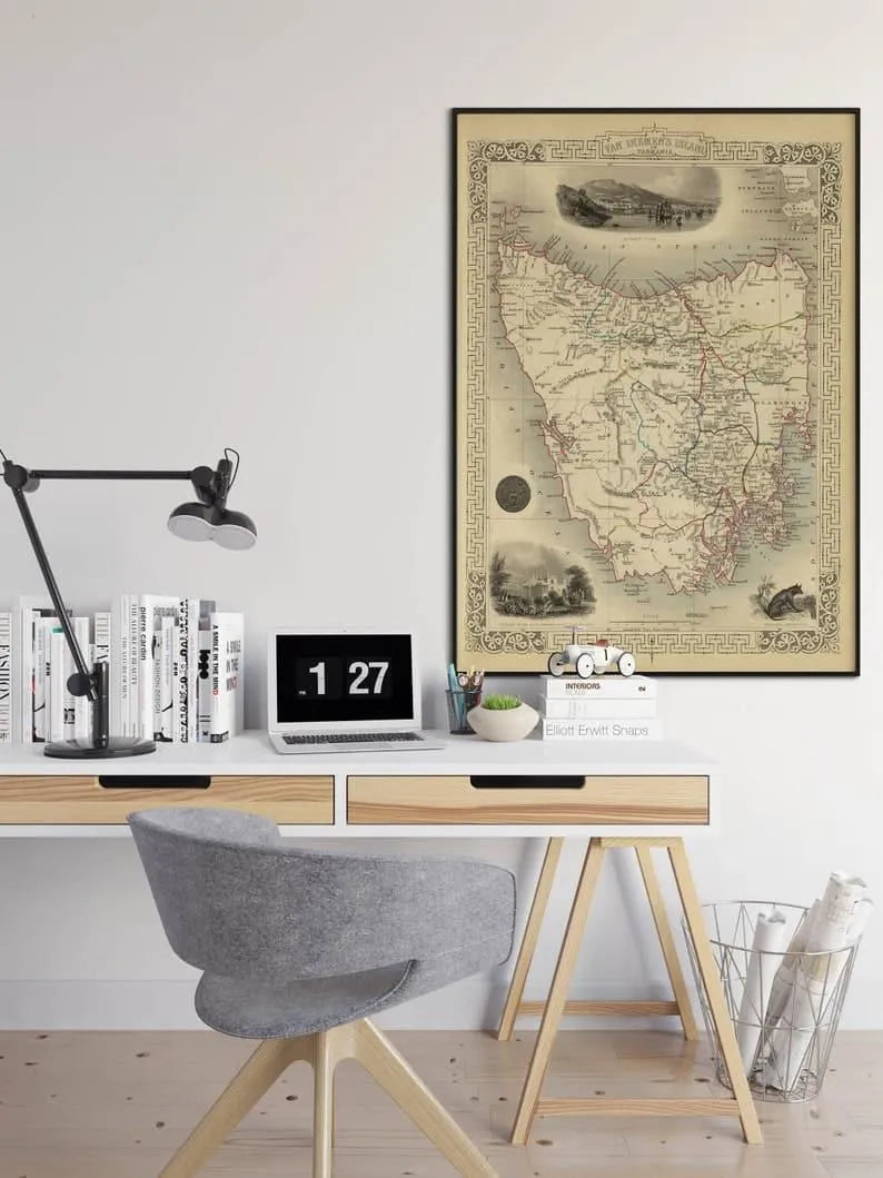 Map of Tasmania 1851 Van Diemen's Land Map Map of Tasmania 1851 Van Diemen's Land Map Map of Tasmania 1851 Van Diemen's Land Map 