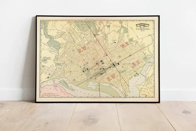 Map of Washington, D.C| 1893 Washington Old Map