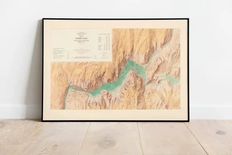 Map of Yosemite Valley| Old Map Wall Decor