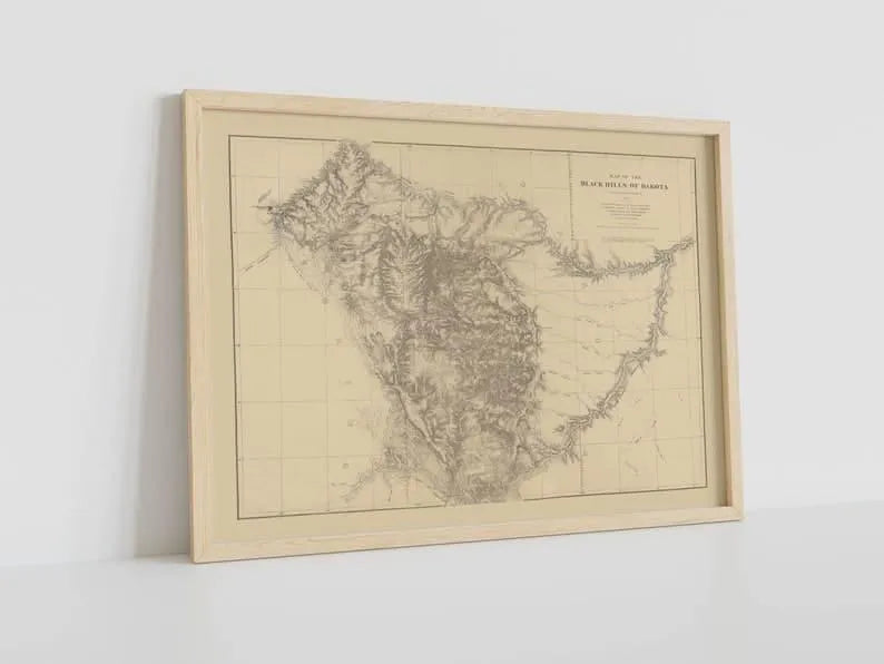 Map of the Black Hills of Dakota 1879| Map Wall Decor